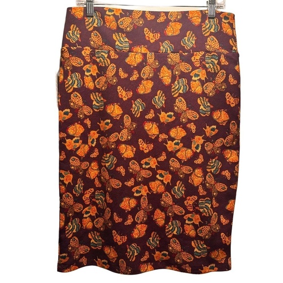 LulaRoe Cassie Pencil Skirt Stretchy High Wide WaistBand Butterflies Large 14-16 - Picture 1 of 12